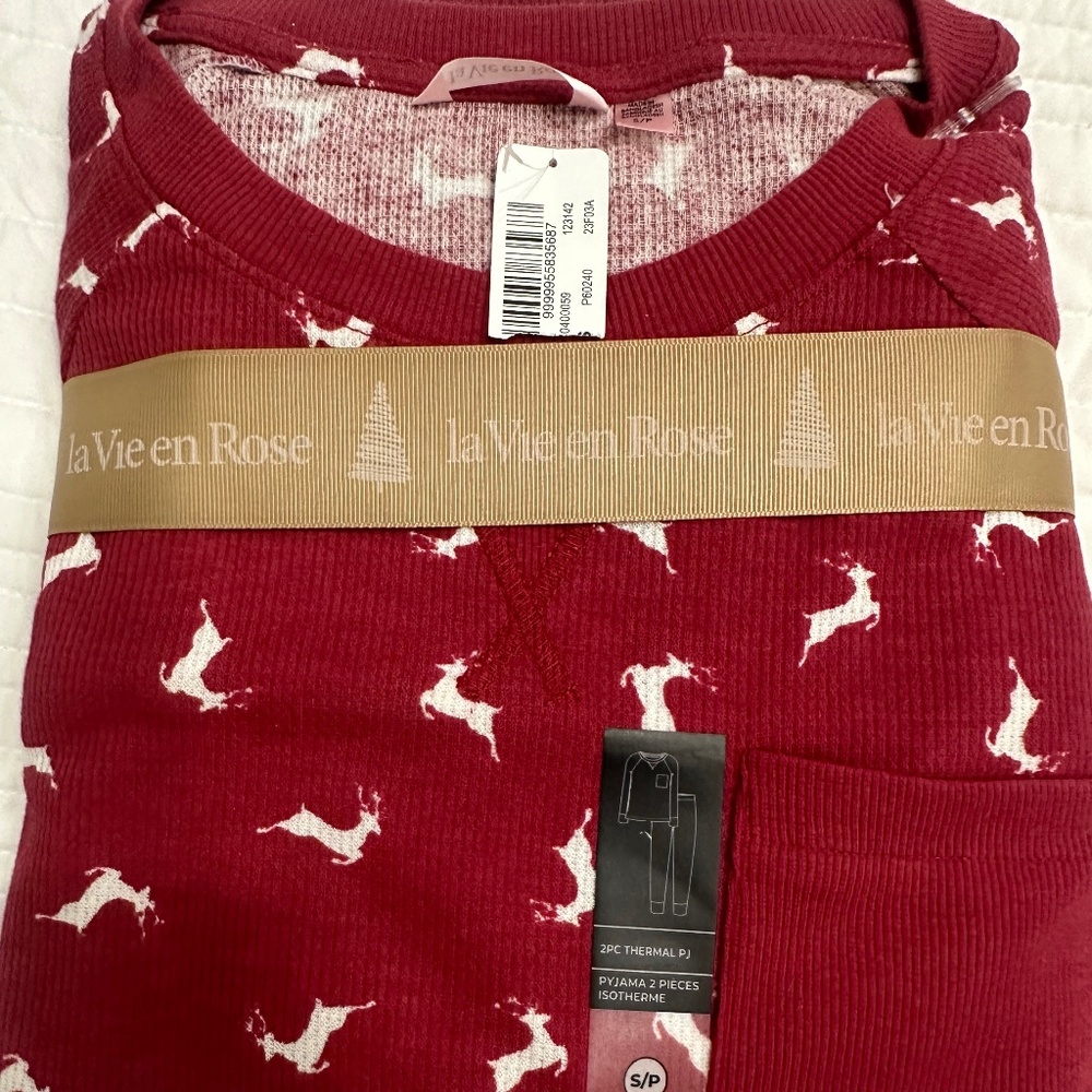 2 piece waffle pajamas la vie enrose NWT